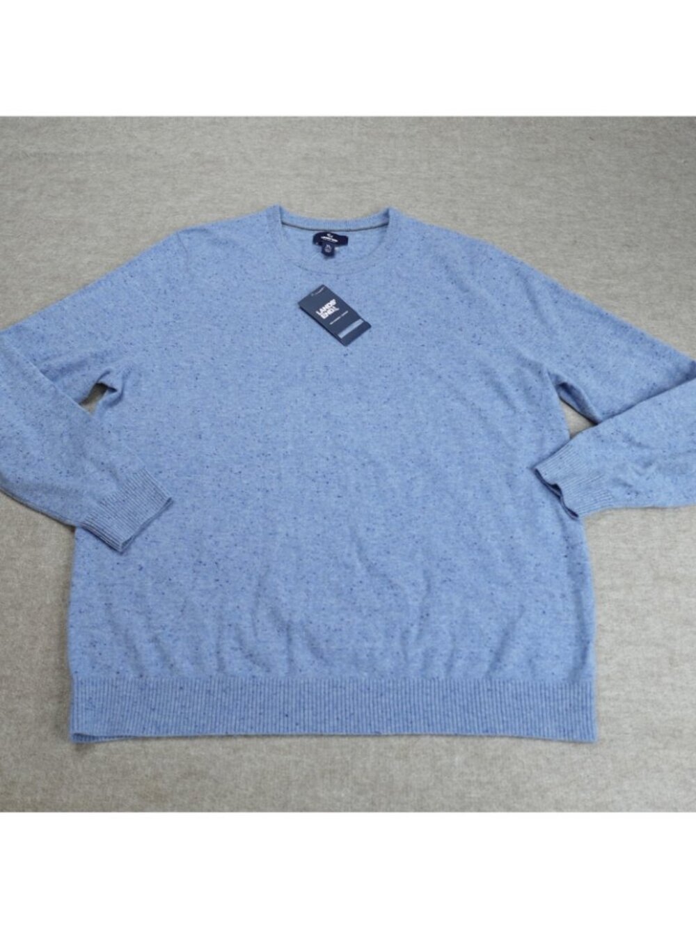 Lands' End Mens Sweater XL Blue Solid Full Zip 100% Cashmere NEW - Picture 2 of 11